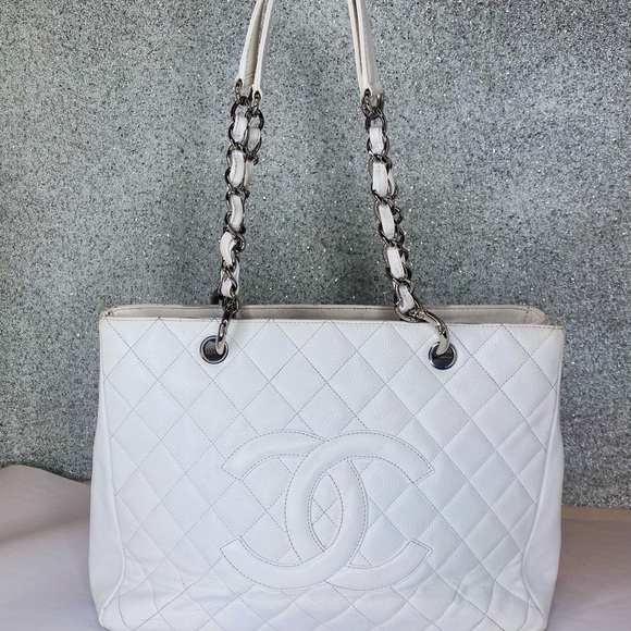 CHANEL Handbags - ❤️Sold Caviar Quilted Grand Shopping Tote GST White